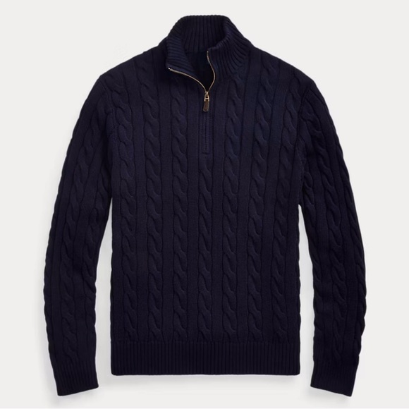 J. Crew Cotton Cable Half-Zip Sweater - Picture 1 of 15